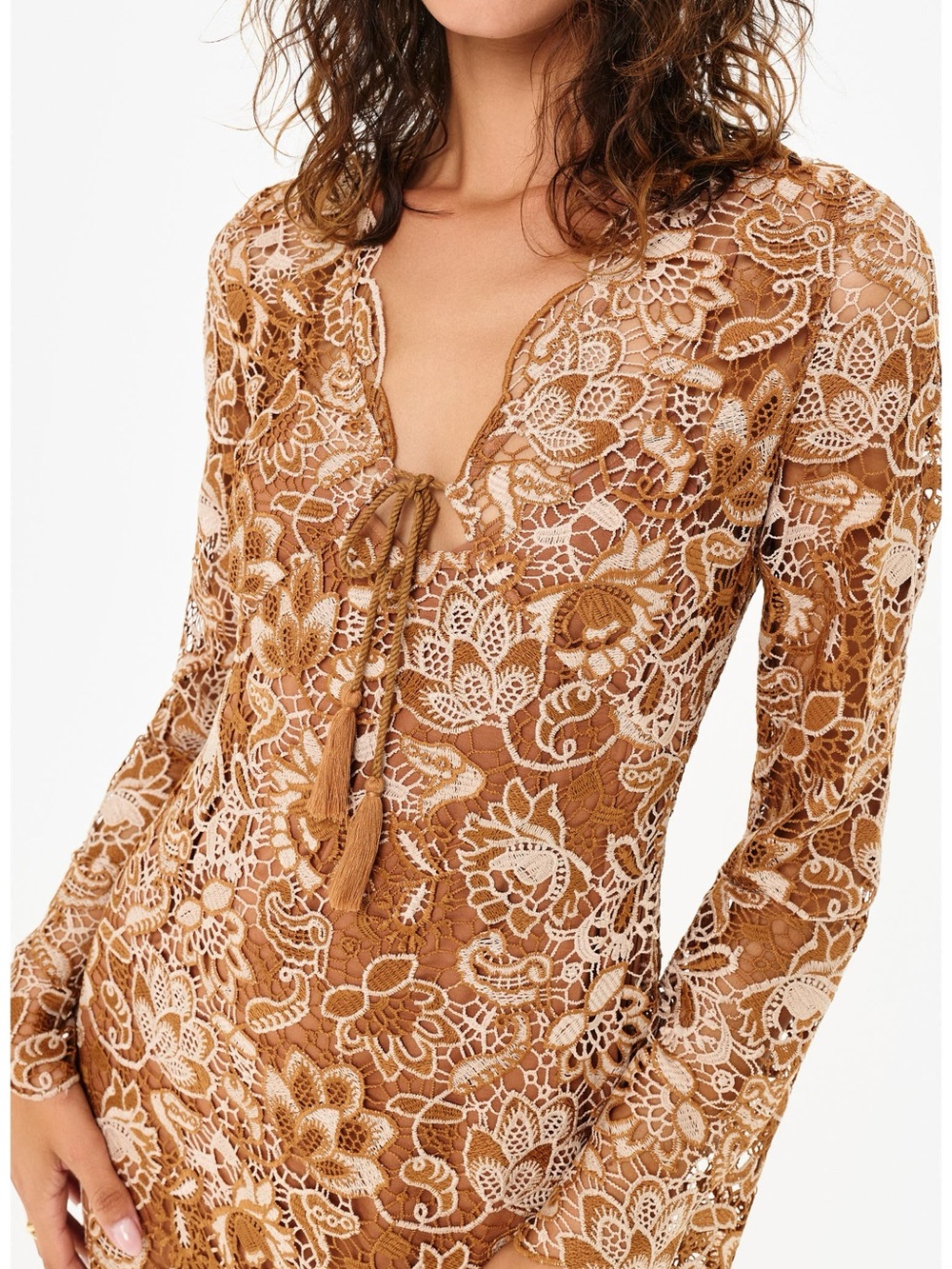CAMI NYC Long Sleeve Crochet Lace Minidress